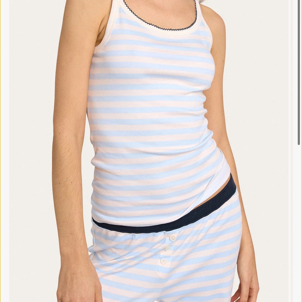 Cozyland Blue and White Striped Pajama tank top